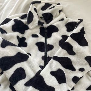 Shein Fluffy Cow Print Jacket